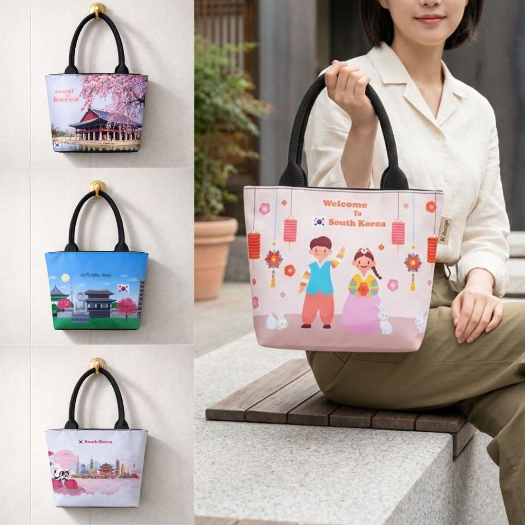 [GROSIR] Tas Kanvas Souvenir Tote Bag Tenteng | Tas Hampers Kecil Motif Korea Oleh Oleh