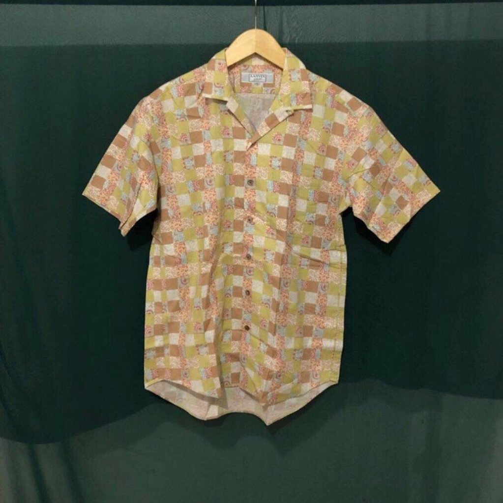 Kemeja LANVIN Plaid Patchwork Y2K [RARE]