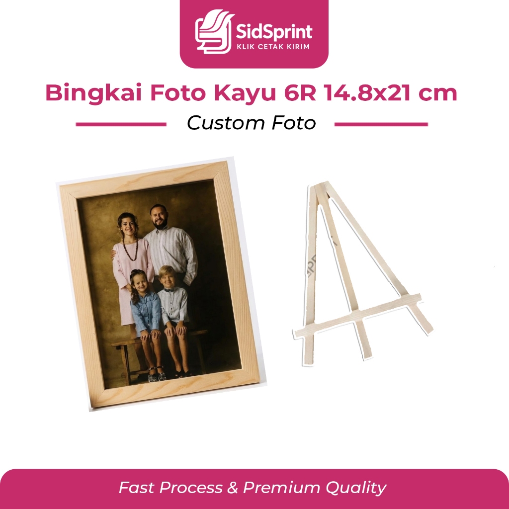 SidsPrint Cetak Foto Kayu 6R + Pigura Kayu Jati Belanda | Bingkai Foto Kayu | Frame Gift Unik