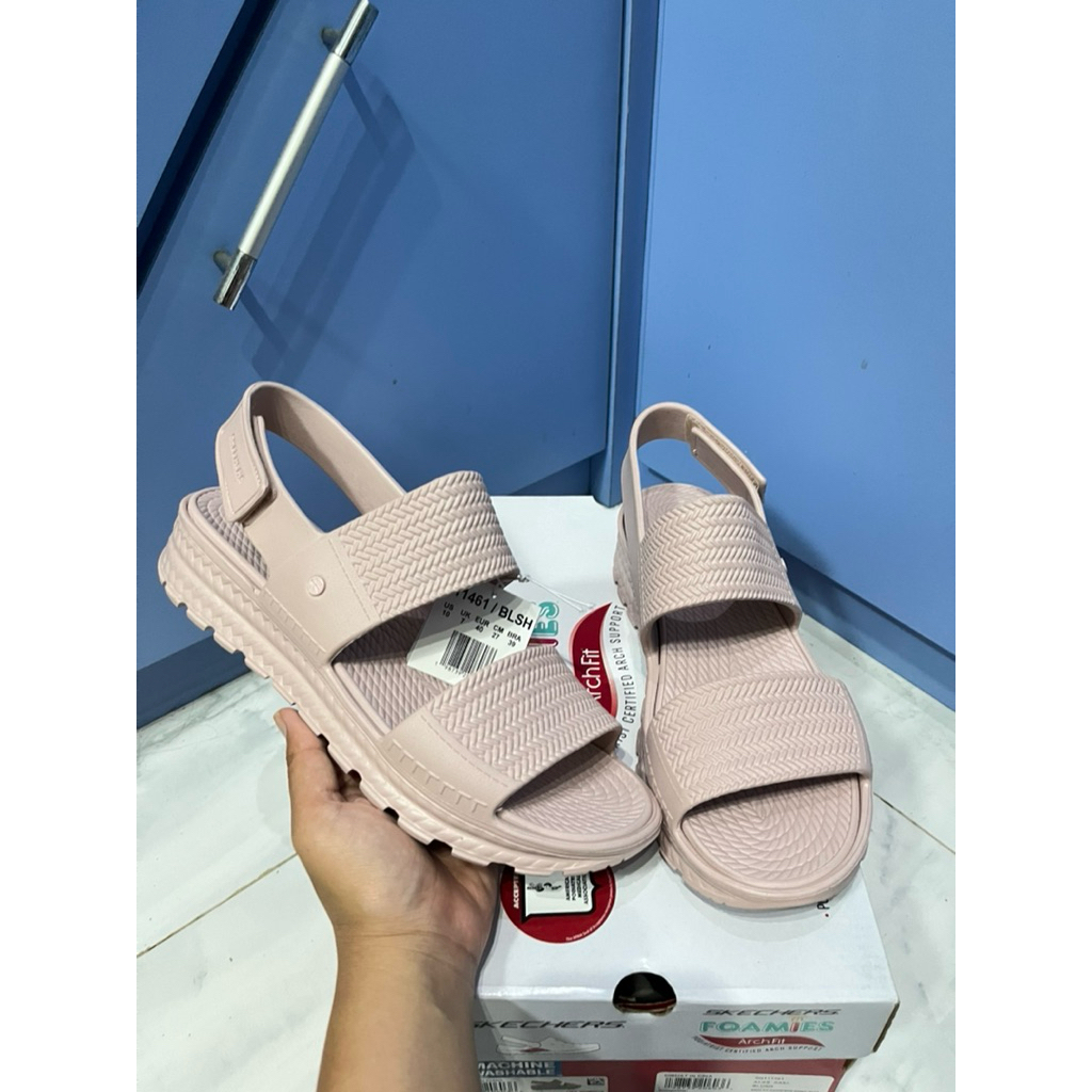 Sepatu Sandal Skechers pink Arch fit ukuran 40 sale 70% (111461/BLSH)