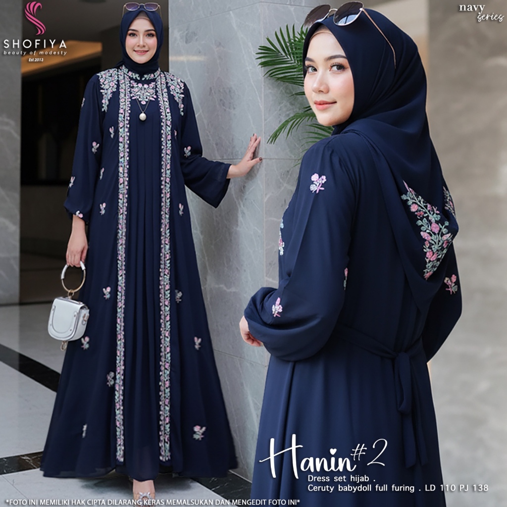 Pakaian Wanita HANIN DRESS 2 SET JILBAB Trend FASHION HQ From SHoFiYa