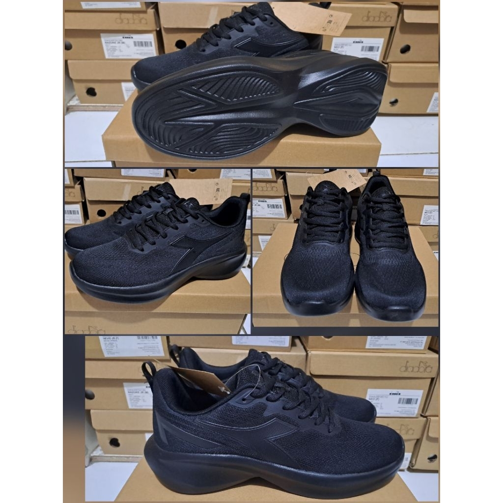 SEPATU DIADORA NORFLOCK FULL BLACK RUNNING
