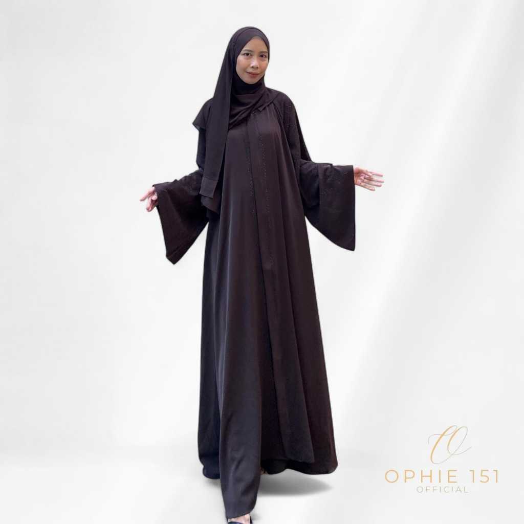 Abaya Jihan Ophie151 Set 3in1 Swarovski Hitam Muslim