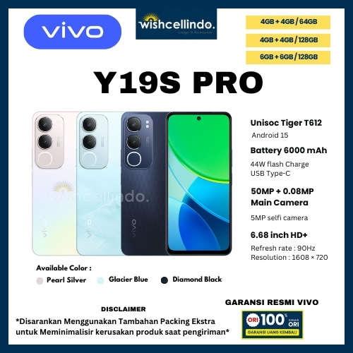 HP VIVO Y19S PRO 6/128GB, Y19S PRO 4/128GB & Y19S PRO 4/64GB (GARANSI RESMI VIVO 1 TAHUN)