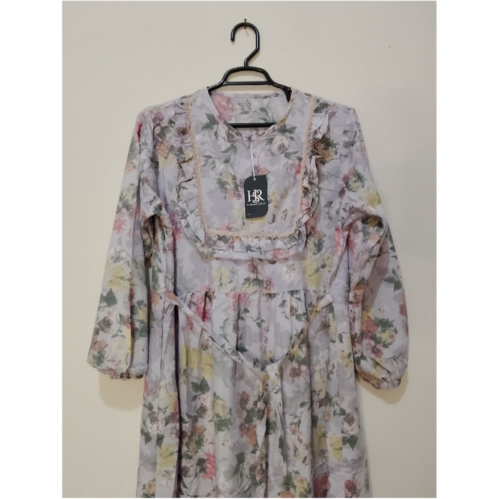 gamis hsr gamis Lilac gamis motif bunga busui friendly