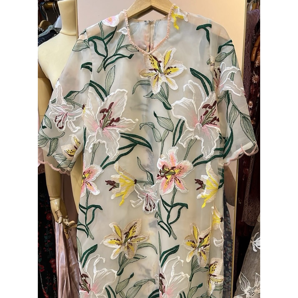 SEWA DRESS | Lily dress white yellow putih | Dress Payet Mewah | Kondangan & Lamaran | Lebaran | kin