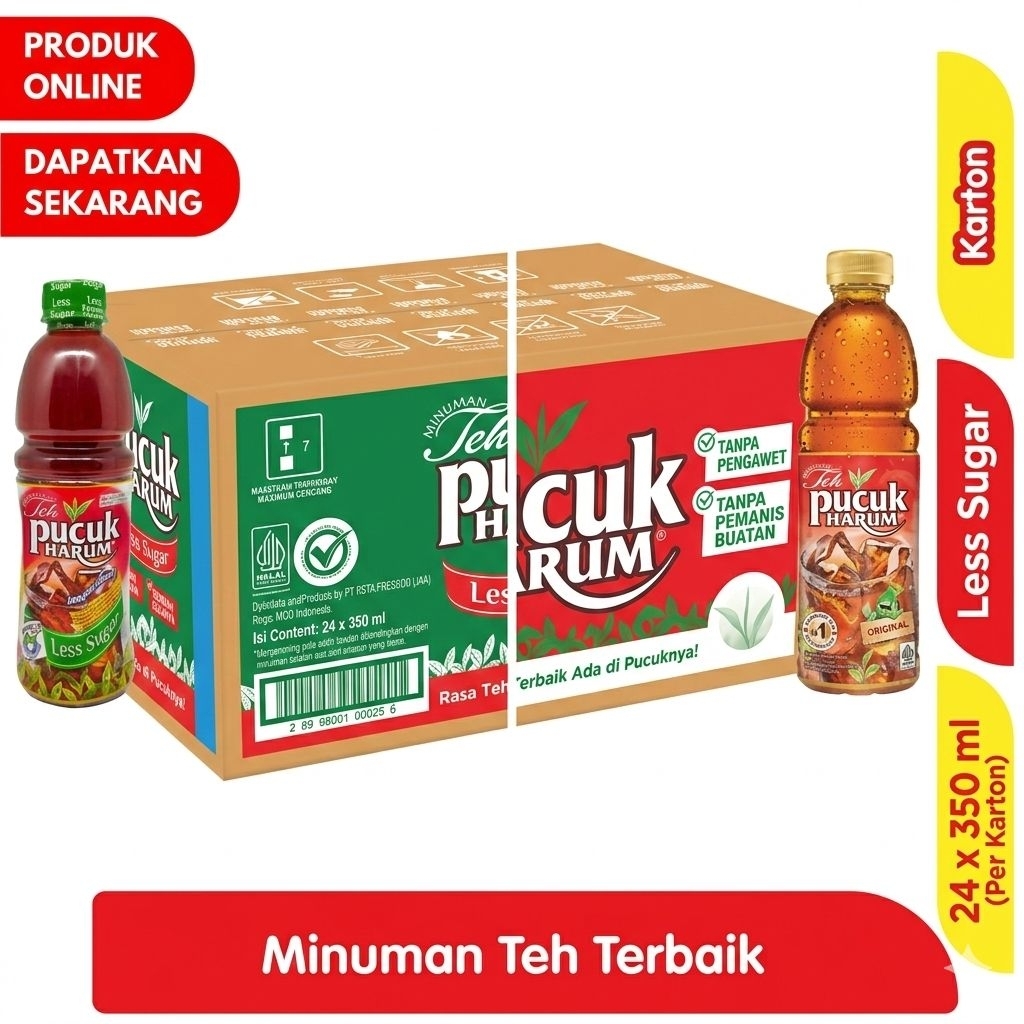 (24pcs) Teh pucuk harum Melati/Less Sugar 1 dus
