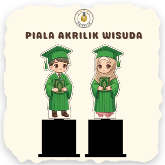 Piala Wisuda Akrilik (Wisuda AI 003) [PRINT UV] Piala Wisuda Almamater HIJAU Kado Wisuda Piala Wisud