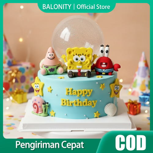 Cake Topper Karakter Spongebob Patrick Mr.Crab Hiasan Kue Ulang Tahun Anak-Anak