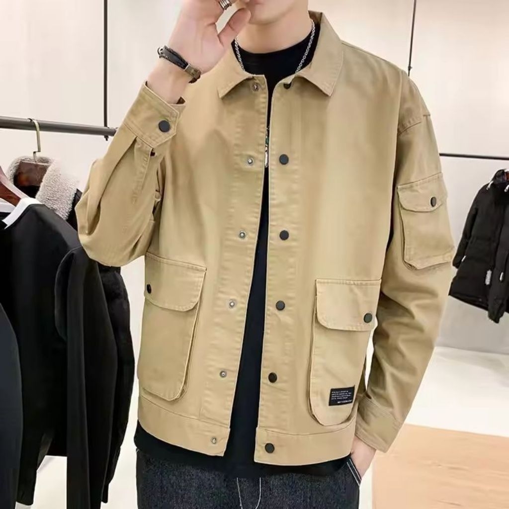 Jaket Cargo Pria Canvas Premium - Utility Workshirt Jacket Casual