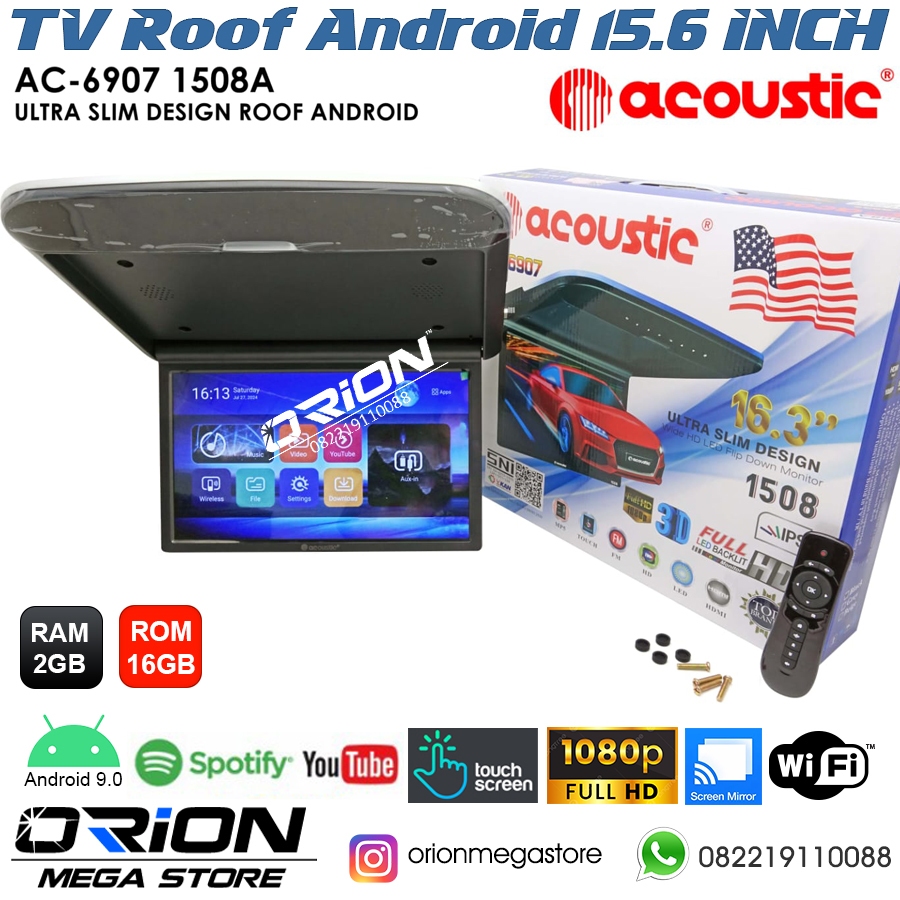 Monitor Roof Plafon Android 15.6 inch TV Roof Android Touch Screen