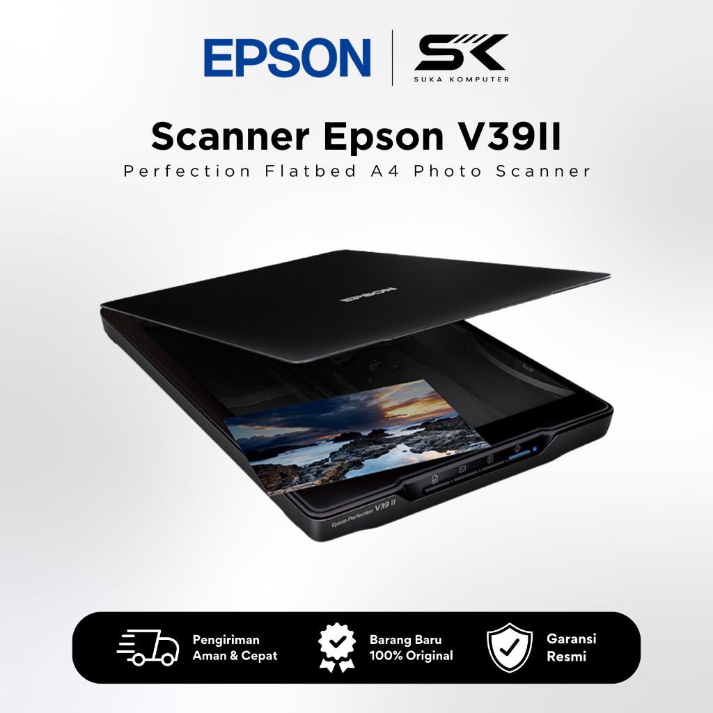 Scanner Epson Flatbed V39II (A4) Perfection Color Photo & Document Flatbed Scanner