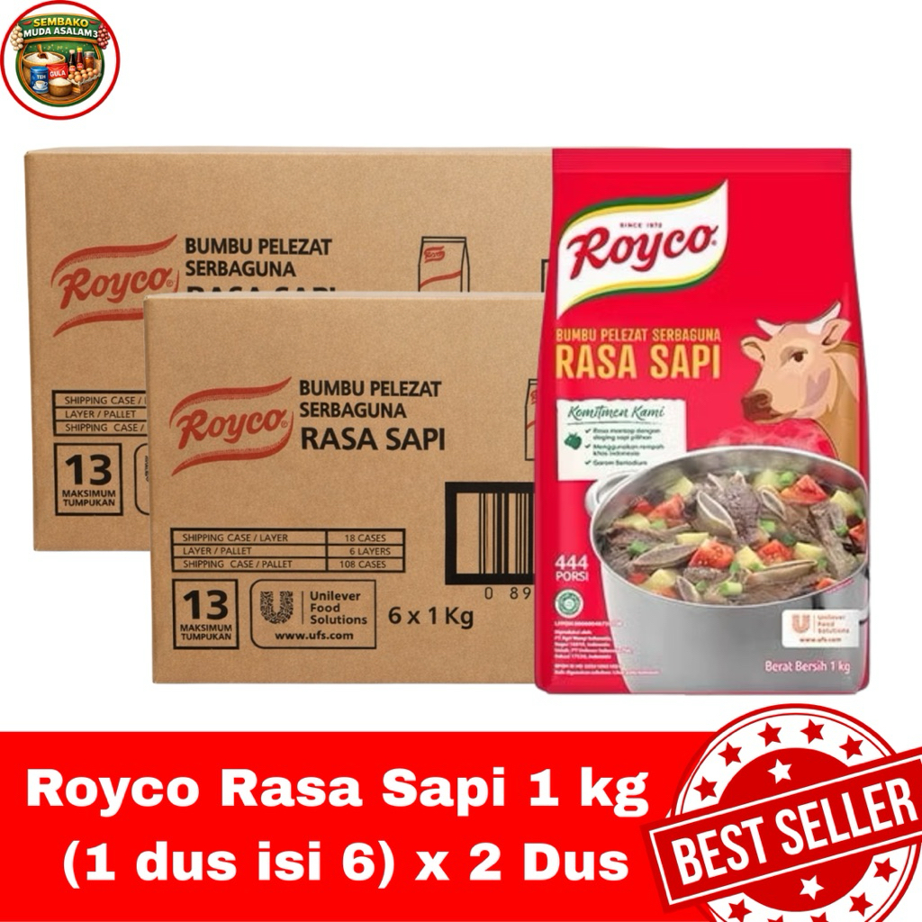 Royco Rasa Sapi 1 Kg (1 Dus Isi 6) x 2 Dus / Royco bumbu kaldu rasa sapi 2 dus