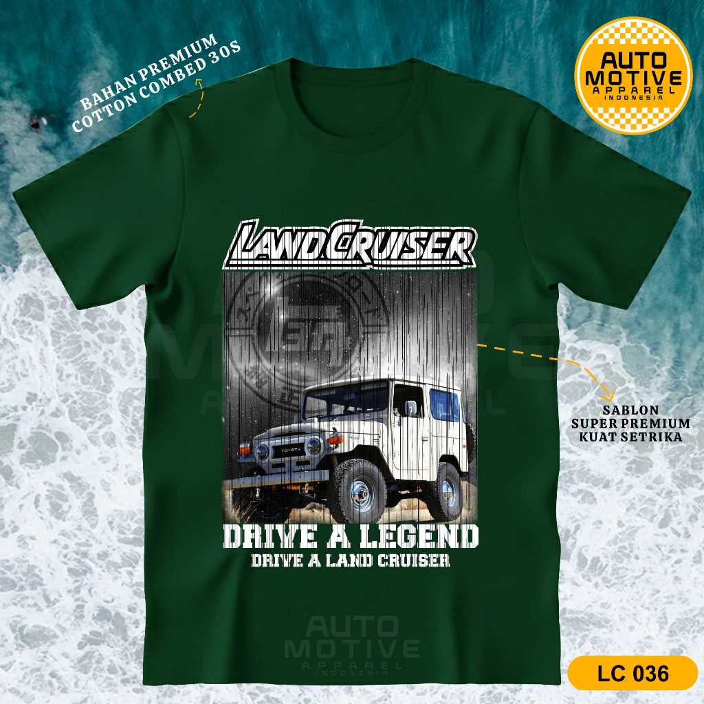 AUTOMOTIVE APPAREL Kaos Land Cruiser FJ40 Tshirt Baju Mobil Toyota Land Cruiser BJ40 LC036