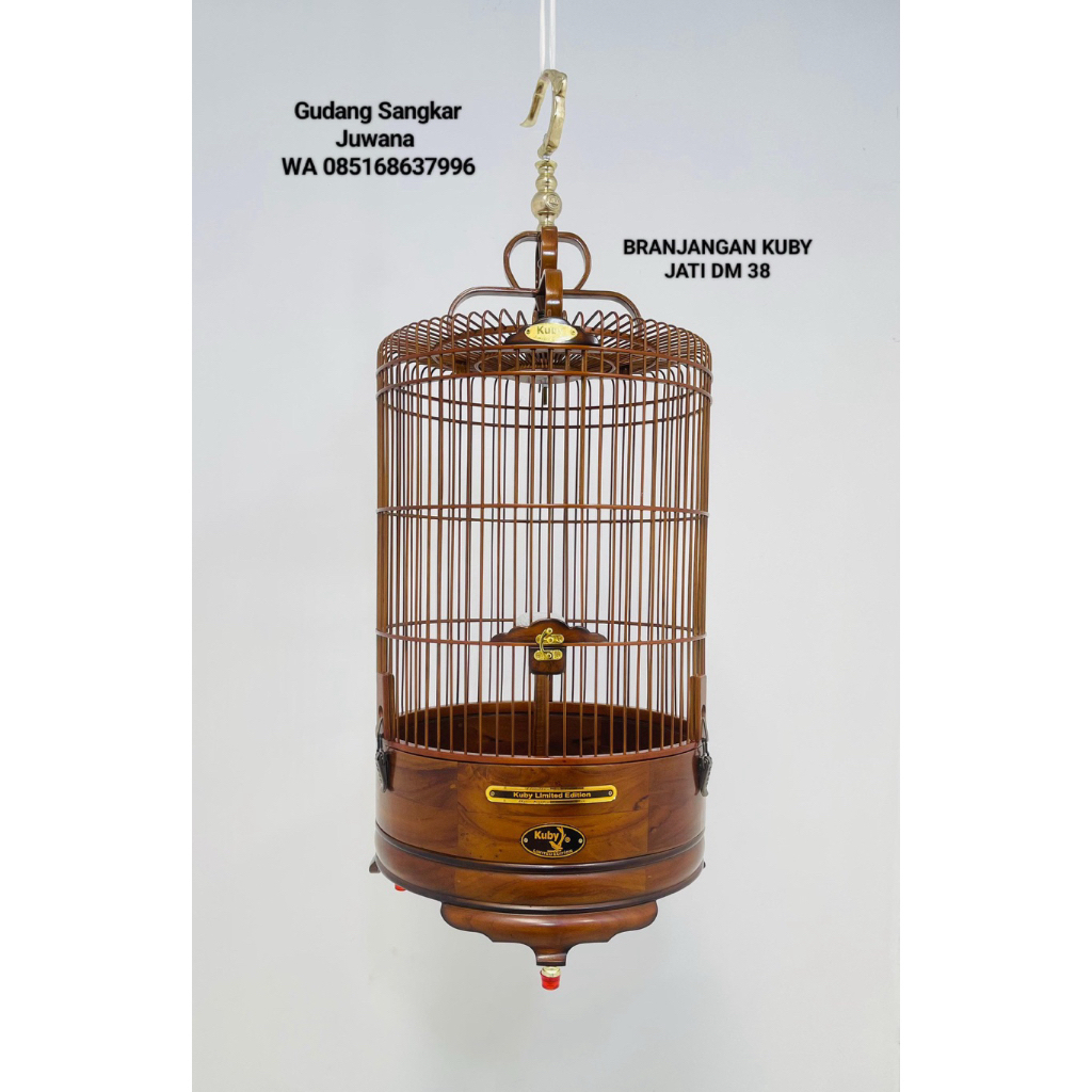 Sangkar Branjangan KUBY JATI Diameter 38 cm + Fullset Kerodong + Free Pallet Kayu