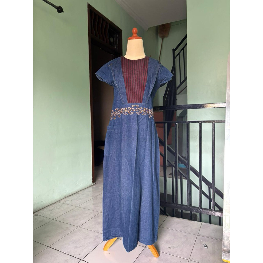 [Preloved] Gamis jeans lengan buntung