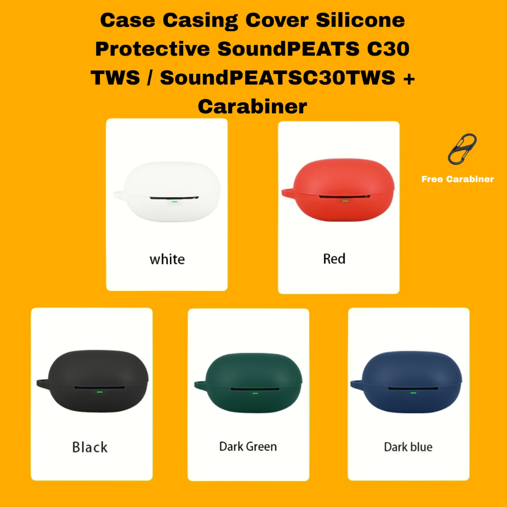 Case Casing Cover Silicone Protective SoundPEATS C30 TWS / SoundPEATSC30TWS + Carabiner