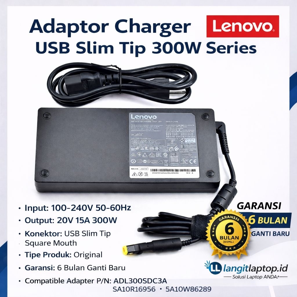 Adaptor Charger Original Lenovo Legion 7 Legion 7i Gen 6 Gaming 16 Legion Pro 15 USB 300W 20V 15A