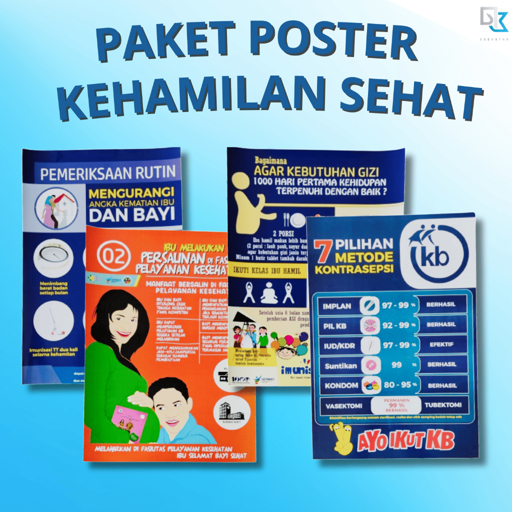 Paket Poster Kehamilan Sehat | Edukasi Kehamilan & Gizi Selama Hamil | Poster Kebidanan