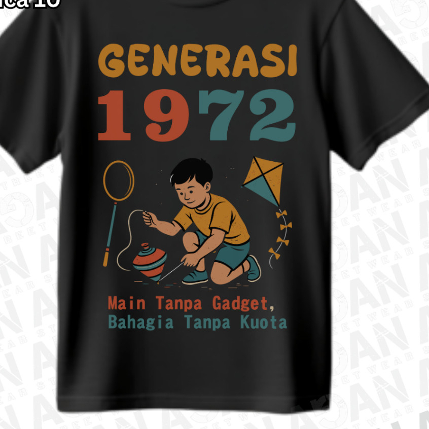 Kaos tahun lahir 1972 bahan katun combed pria wanita