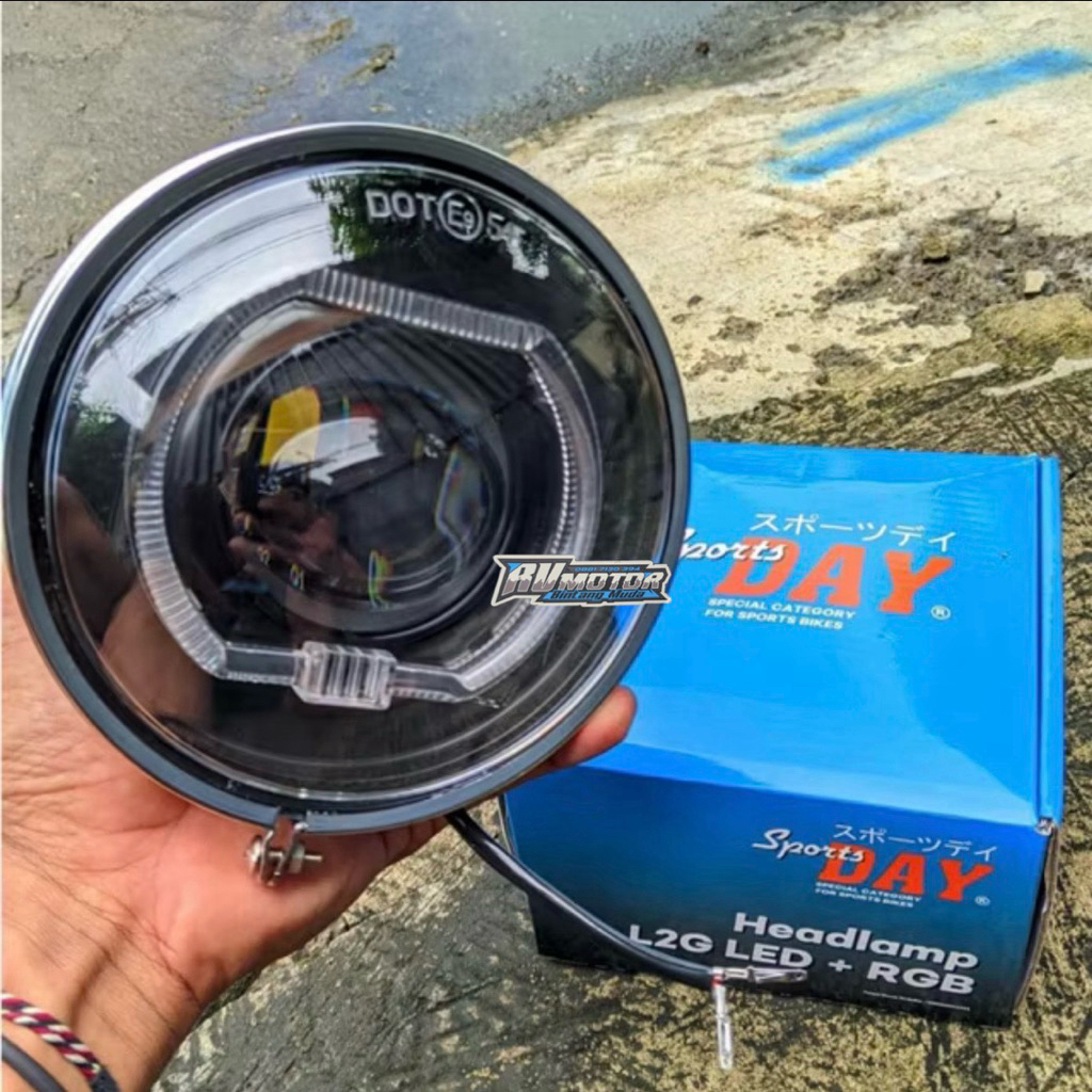 LAMPUN BILED SET BATOK L2G CB125 CHROME IMPORT BILED 5,75 inch BATOK L2G CHROME LAMPU DEPAN PNP CB G