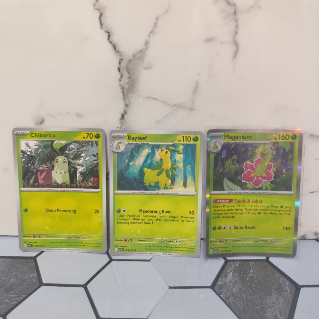 KARTU POKEMON Chikorita & Bayleef & Meganium