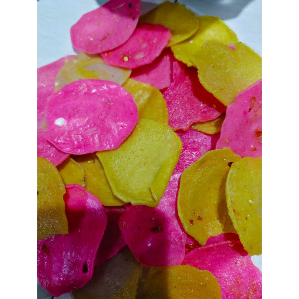 Kerupuk Upil Mentah 1kg Rasa Pedas Manis | Kerupuk Mentah Pedas Manis Bisa Goreng Pasir / Minyak Ren