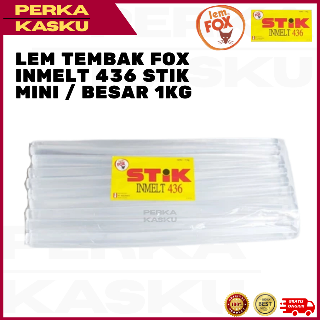 Lem Tembak Fox Inmelt 436 Stik Mini / Besar  1Kg | Lem Hot Melt Transparan Glue Gun Mini Serbaguna