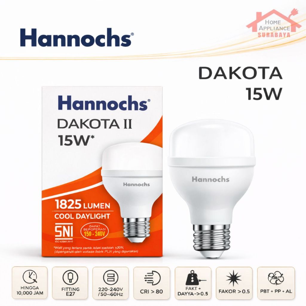 HANNOCHS Capsule DAKOTA II - Lampu Bohlam LED T Bulb Kapsul 15W - 15 Watt Cahaya Putih 6500K