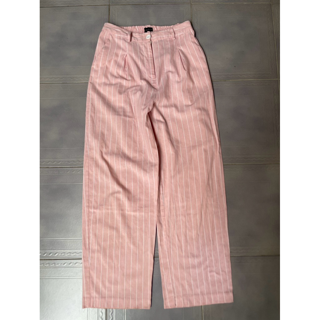 THE EXECUTIVE Celana salur pink Celana stripe pants pink Celana Executive Celana kerja Celana kulot 