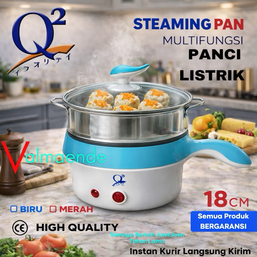 Panci Steamer Listrik Wajan Listrik Teko Listrik Goreng Rebus Kukus 3in1 Q2 8518