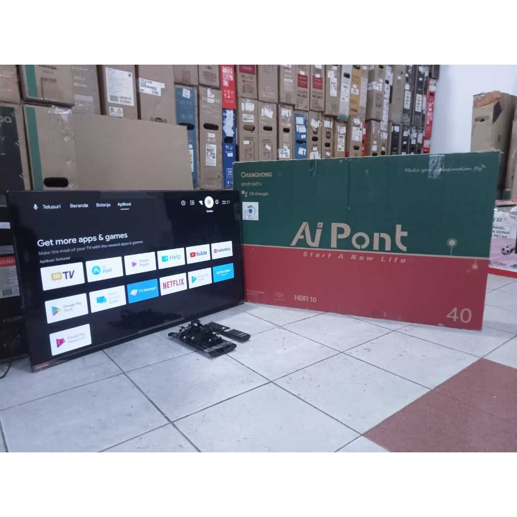 TV LED CHANGHONG 40 IN FHD ANDROID TV YouTbe Digital TV Kondisi bekas pemakaian 7010F