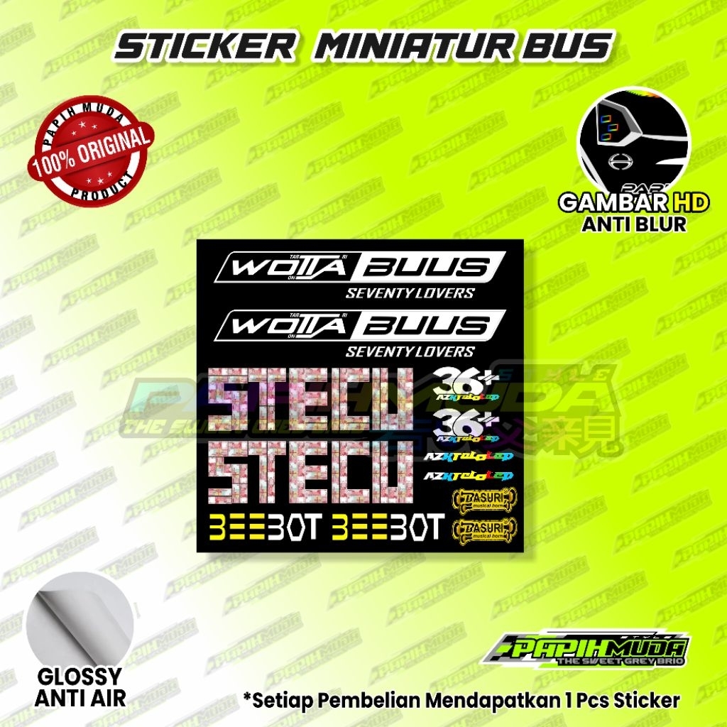 Sticker Wotta Bus dan Stecu / Sticker Cutting Miniatur Bus
