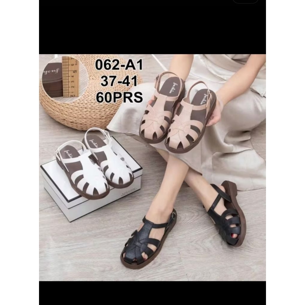 062 F/ SEPATU SANDAL KARET WANITA HAK 2.5 CM MERK FUSHIN UKURAN 37-41