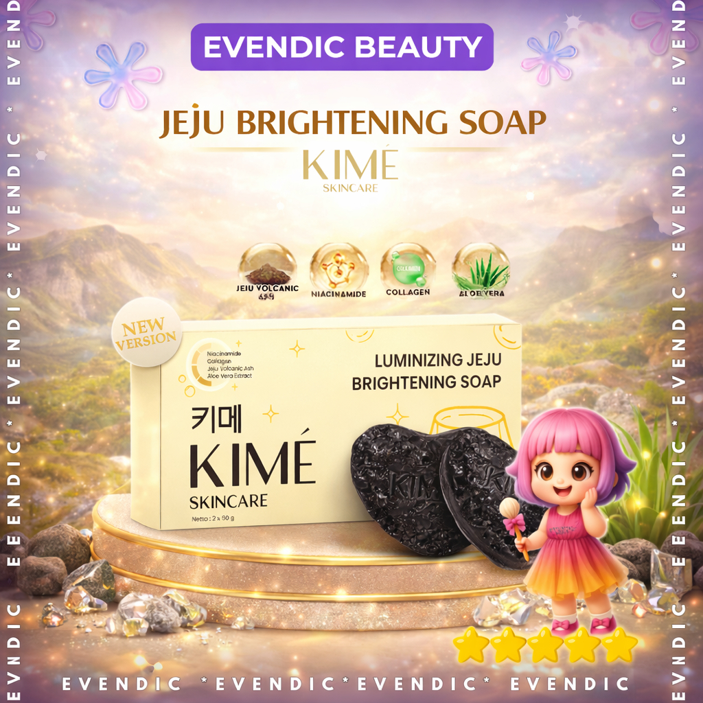 KIME LUMINIZING JEJU BRIGHTENING SOAP – Sabun Pencerah Badan Wajah 50Gr |Evendic Beauty