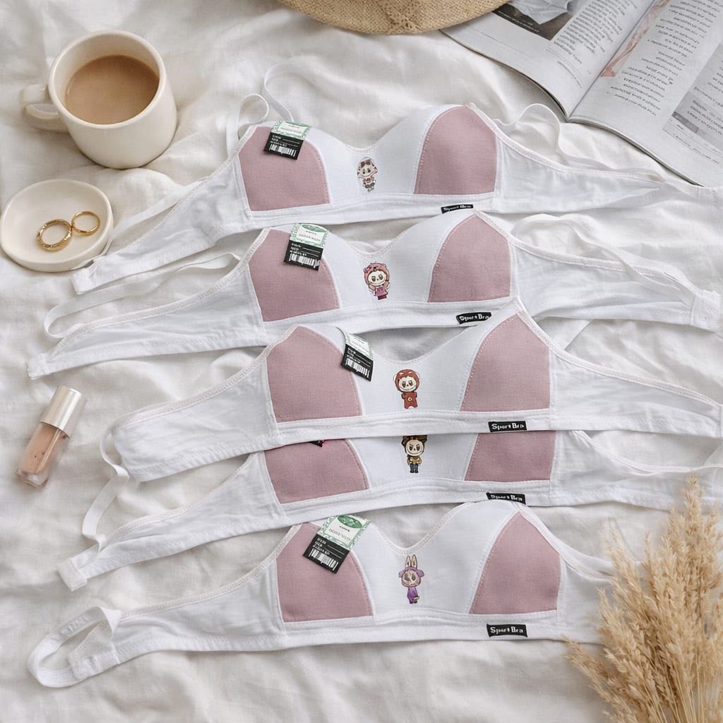 (Isi 6 Pcs) Bra Kombinasi Remaja Perempuan Labubu BH Cewek Beha Bra Remaja Wanita Labubu