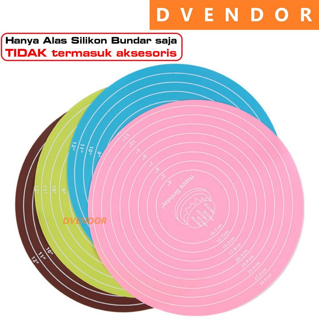 Stok Baru [DVENDORTOOL] ALAS TATAKAN ADONAN KUE ROUND BUNDAR BULAT SILIKON SILICONE DOUGH MAT PASTRY
