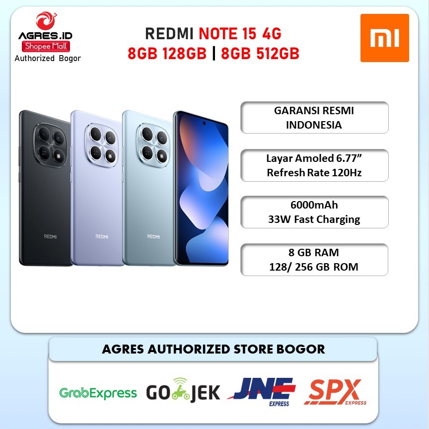 XIAOMI REDMI NOTE 15 4G 8GB 128GB | 8GB 256G GARANSI RESMI