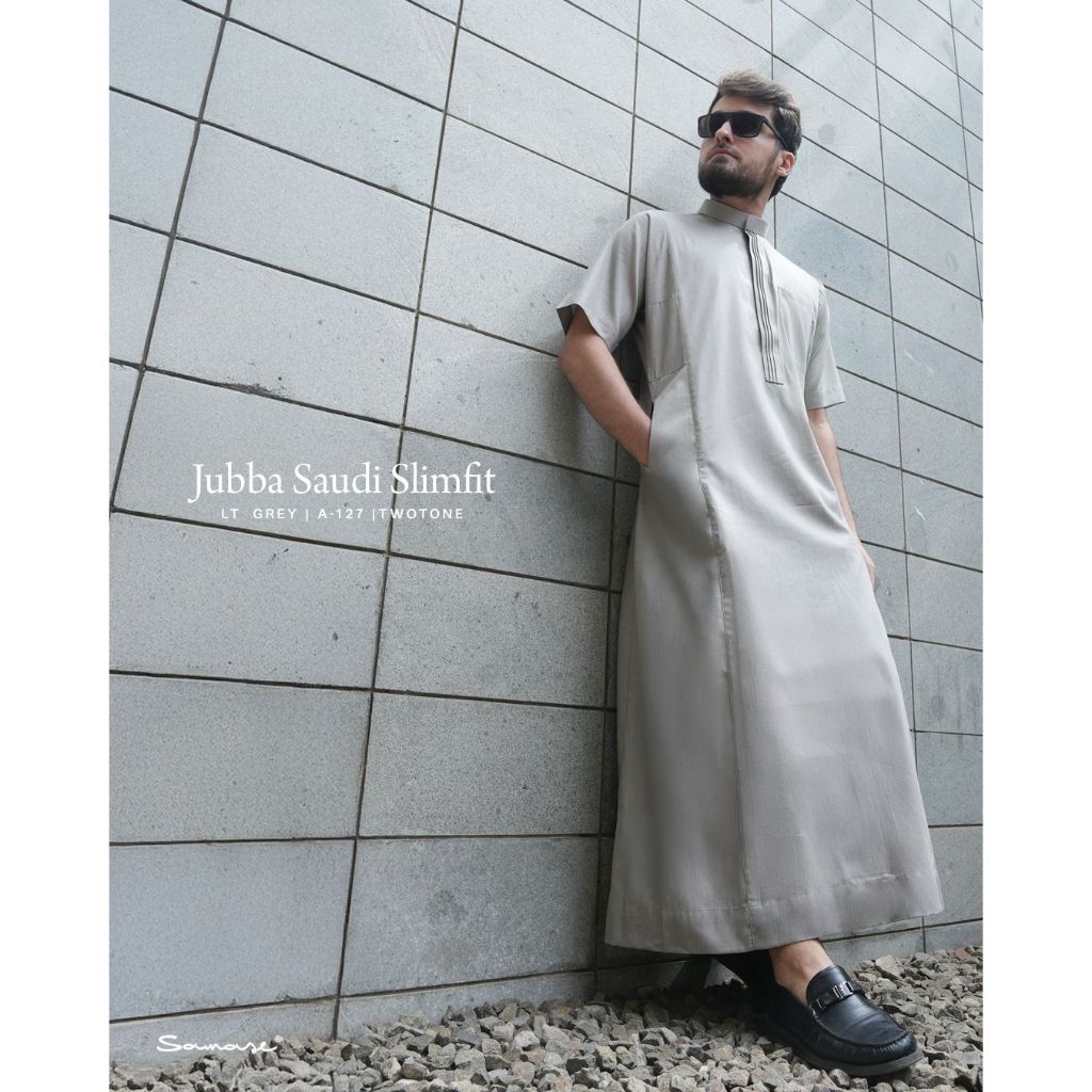SAMASE Jubba Saudi Slim A127 Lengan Pendek Jubah Ghamis Pria Muslim Dewasa Samase Official Terbaru