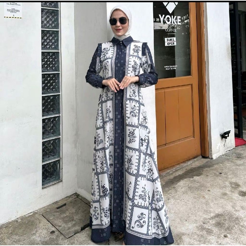 dress gamis abstrak premium