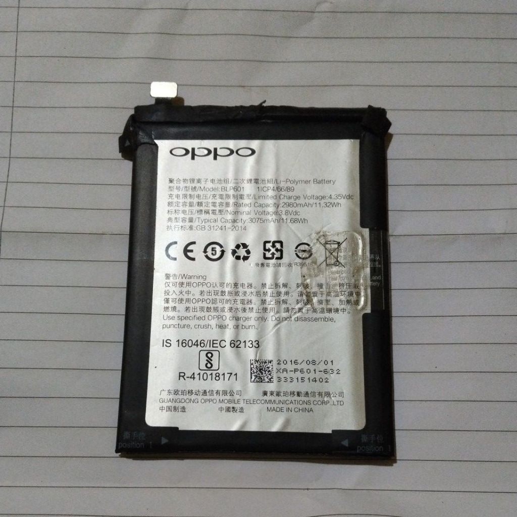 baterai original copotan oppo f1s tested