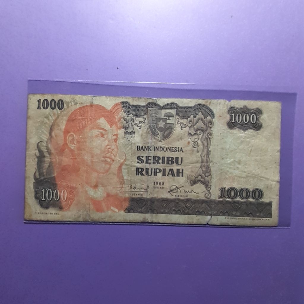 Uang kuno 1000 rupiah seri sudirman 1968