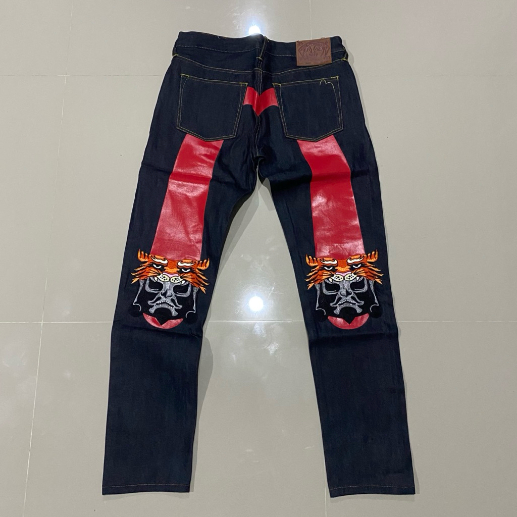 Evisu Red Skull Daicock lot 2000 Selvedge Denim Big Logo Jeans