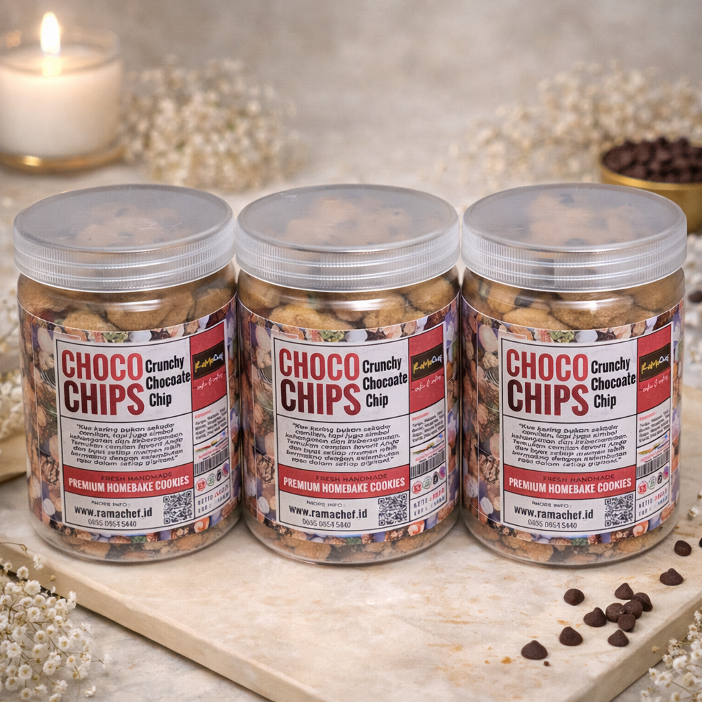 CHOCO CHIP Cookies Coklat Milky Premium Butter Light Brown Sugar | Kemasan Toples Hardtop dan Jar | Spesial Kue Kering Lebaran by RaMaChef