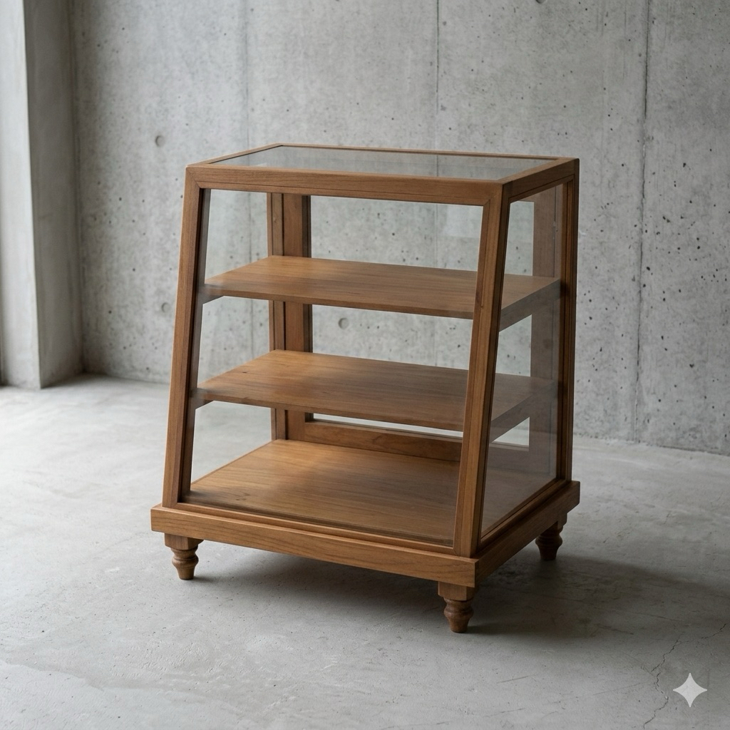 Etalase Display Kayu Jati - Bakery Pedestal Cake Case