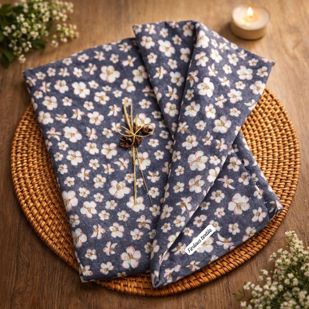 Kain katun silky premium bunga - semi sutra- halus & lembut- harga per 0,5 meter