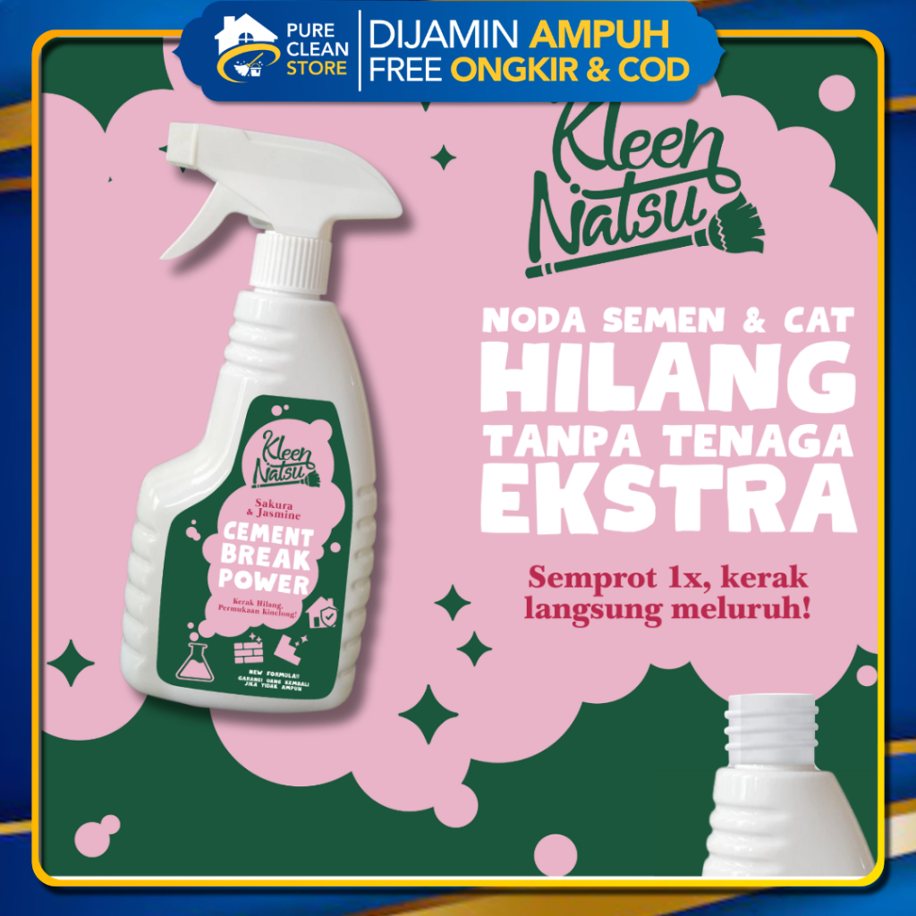 PEMBERSIH NODA SEMEN DAN CAT TEMBOK KLEENNATSU FREE SIKAT Cement Remover Cairan Spray Penghilang Lan