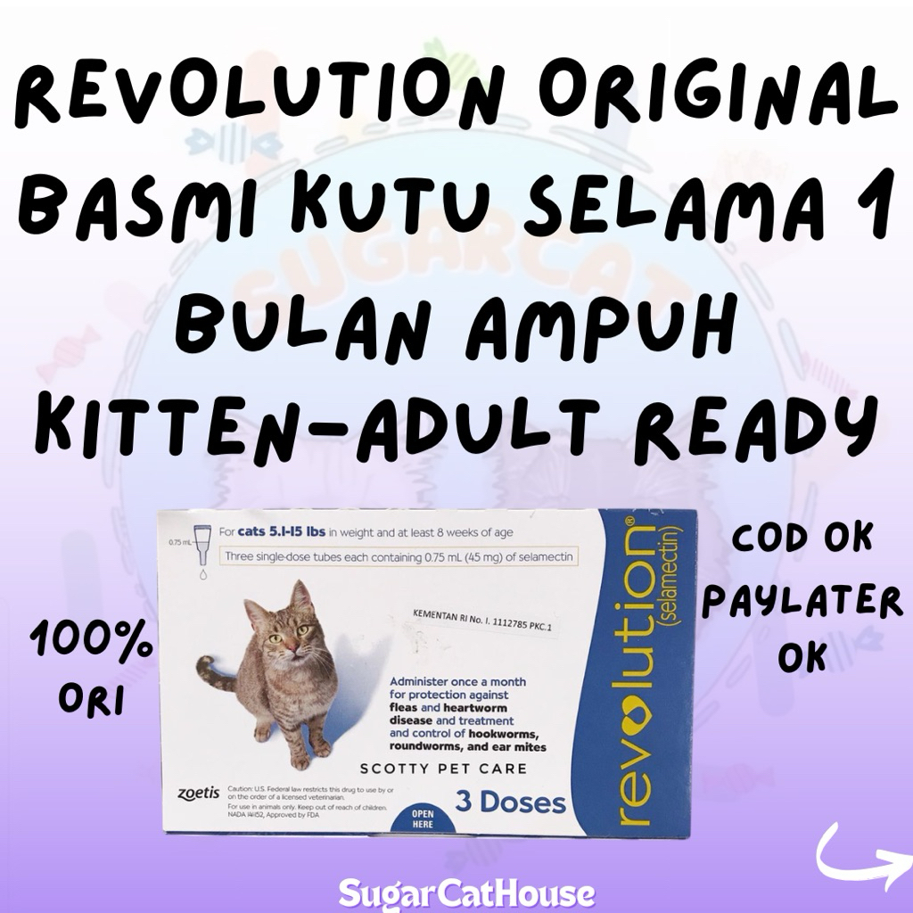 Obat Tetes Kutu Kucing Ampuh Revolution Original Repack | Obat Tetes Kutu Kucing Tengkuk Anti Kutu &