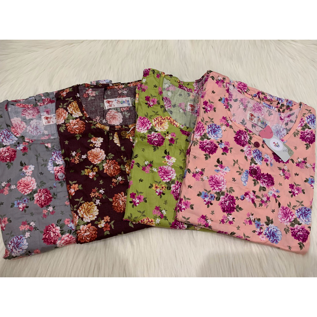 Sunly Gamis L,2L,3L Jumbo lengan 7/8 siku Gamis baju Muslim