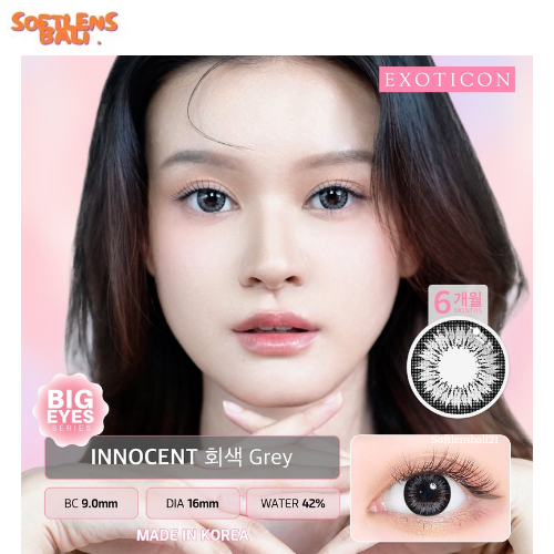 Softlens Innocent Grey Exoticon 16mm Normal – Lensa Kontak Mata Natural - Softlensbali21